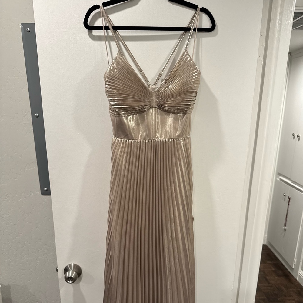 Banana Republic Raggiera Gold Pleated Dress